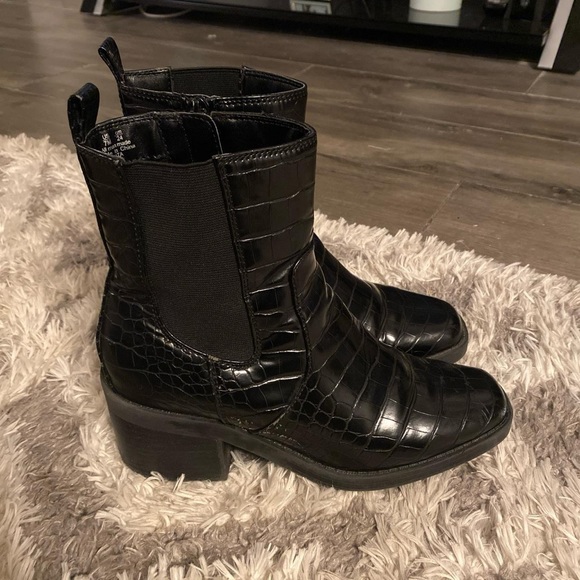 Crocodile Print Leather Boots - Picture 2 of 3